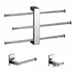 Gedy BR226 Wall Mounted 3 pc Set With Adjustable Towel Rack
